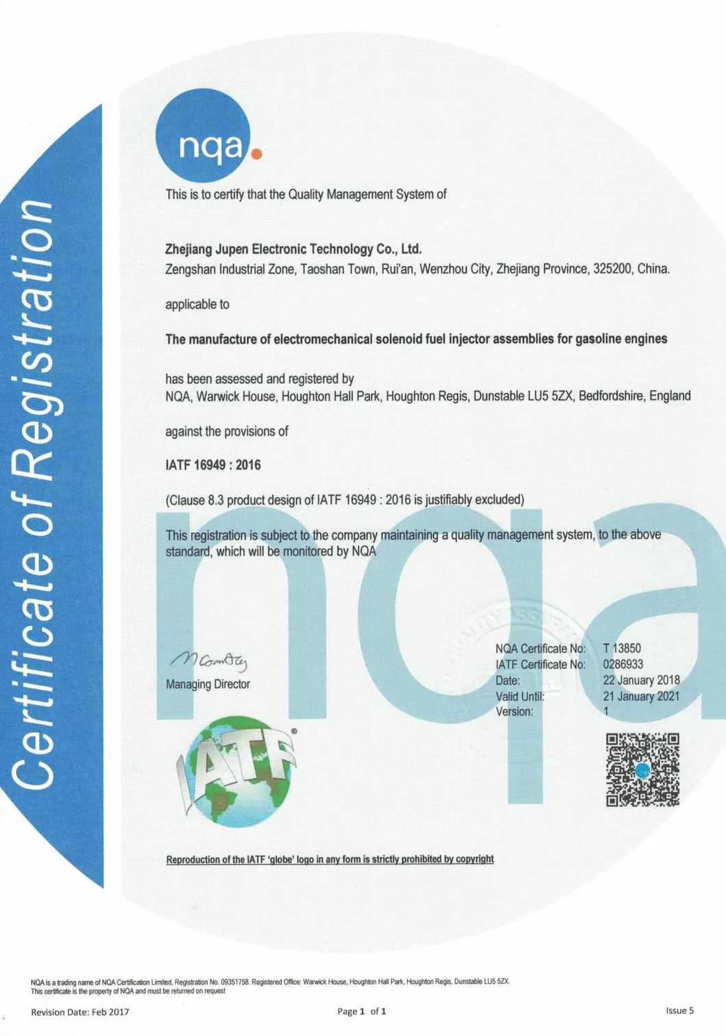 (F01R00M116/BP64-1069) Jupen High Quality Auto Spare Part for Chery QQ