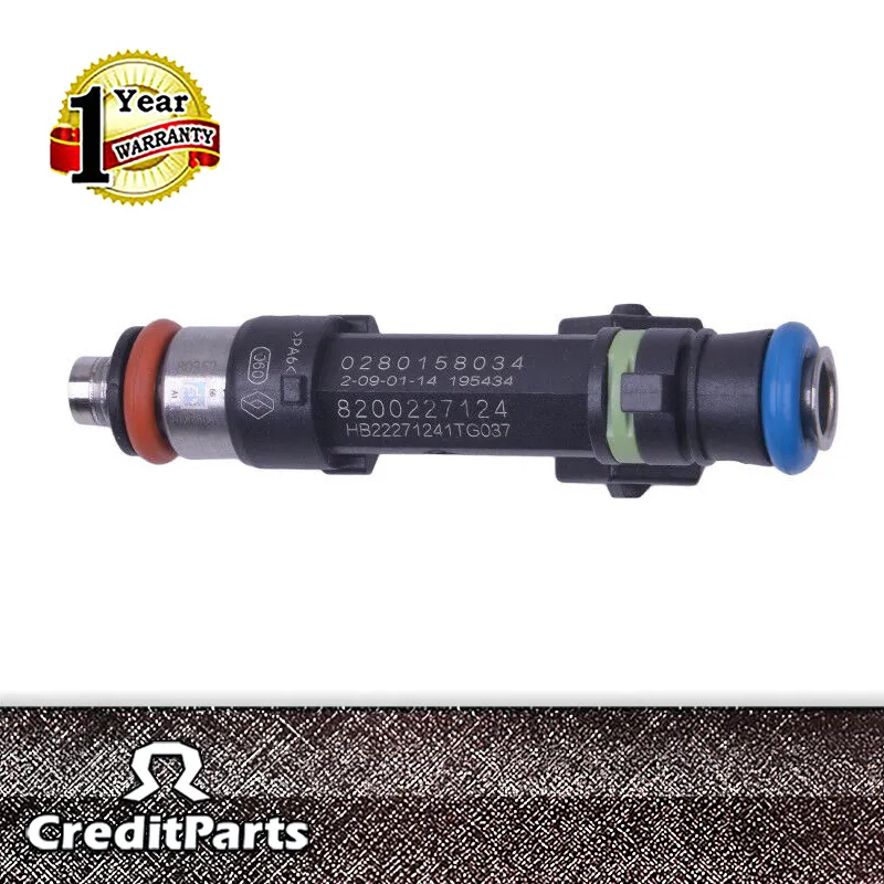 0280158034 8200227124 Fuel Injection 124G/Min 4 Holes Gasoline Petrol Fuel Injector Nozzle for Renault Logan