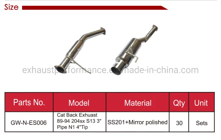 Customizable Stainless Steel Polished Cat Back Exhaust System for Nissan