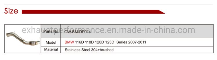Customized Stainless Steel Exhaust Downpipe for BMW 116D 118d 120d 123D Series