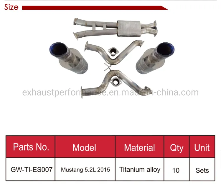 High Performance Titanium Alloy Stainless Steel Exhaust System for Mustang