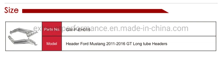 Mustang 2011-2016 Gt Long Tube Stainless Steel Exhaust Header for Ford