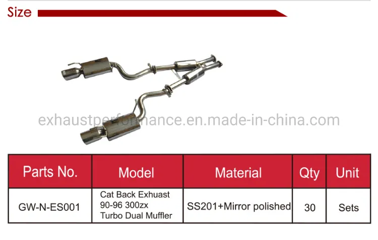 Turbo Dual Muffler Stainless Steel Exhaust System for Nissan